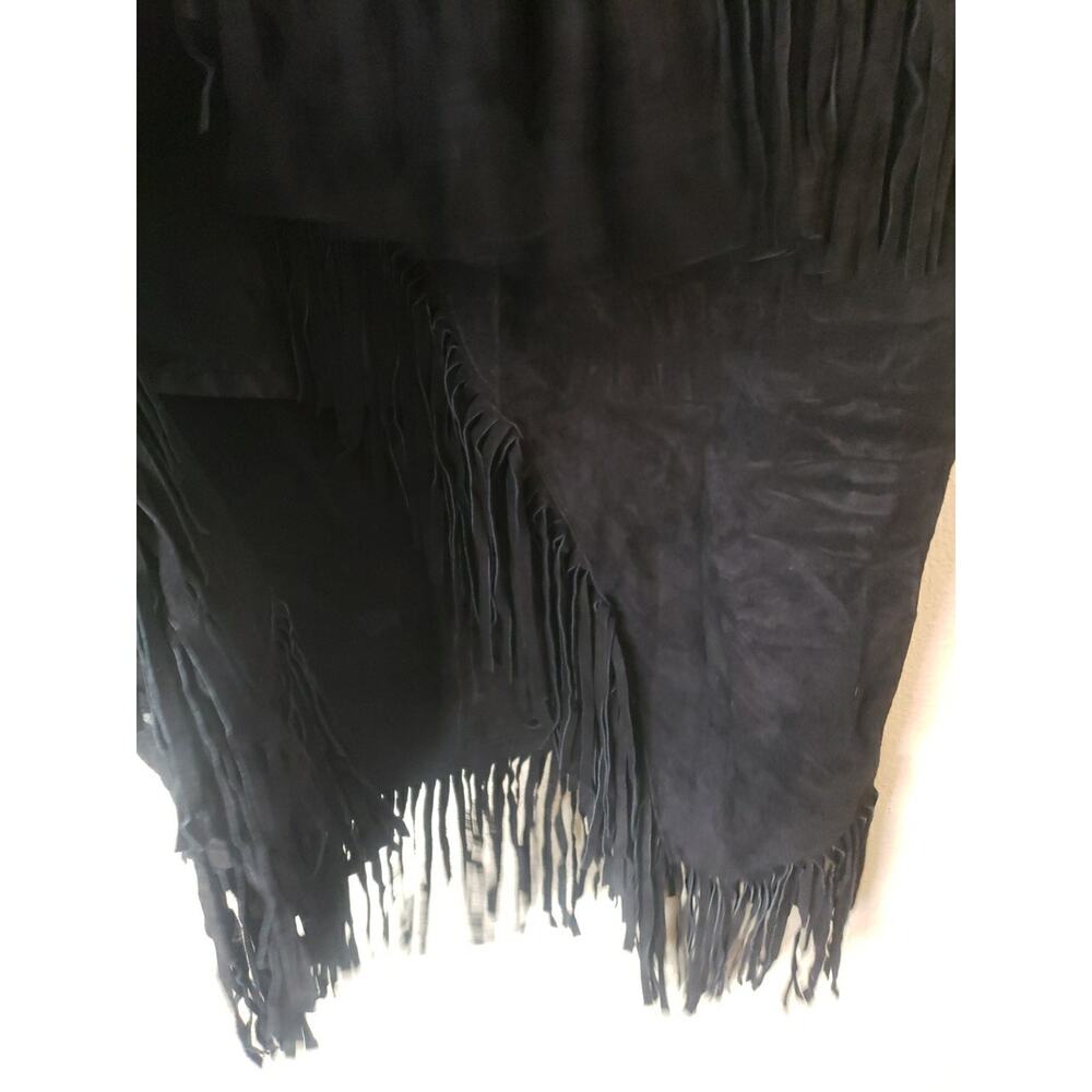 Scully Leather Womens Long Suede Fringe Skirt Black Size XL Western Country - Picture 8 of 13